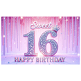 thumbnail image 2 of Glitter Theme Sweet 16 Birthday Banner Decorative Design Gemstone Accents Party Decoration for Birthday Party Celebration Photo Shoot, 2 of 5