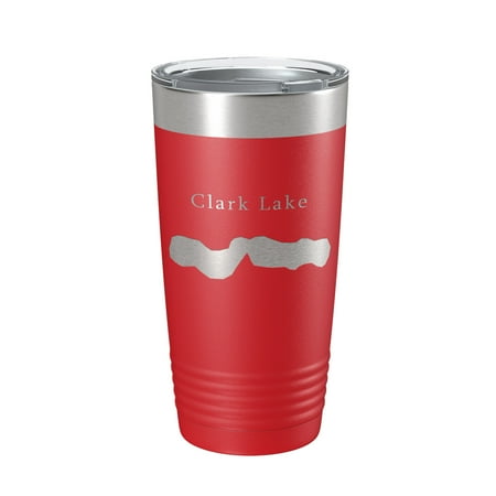 

Clark Lake Map Tumbler Travel Mug Insulated Laser Engraved Coffee Cup Michigan 20 oz Red