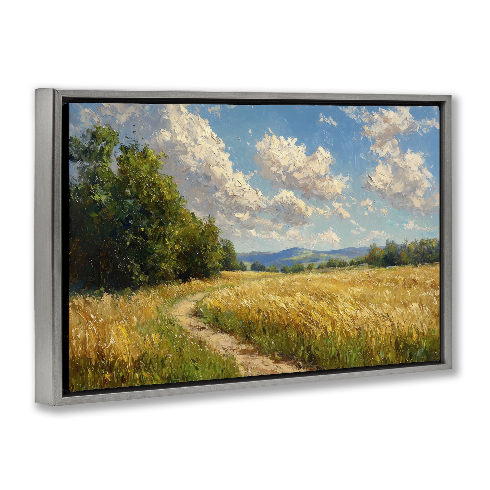 Stupell Industries Winding Path Through Wheat Field Gray Framed Floater Canvas Wall Art, design by Creative Studio