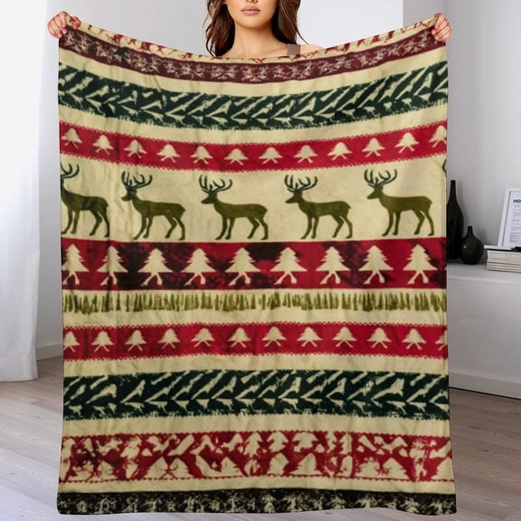 RKSupls Christmas Throw Blanket , Soft Warm Flannel Reindeer Blanket Gift for Christmas Home Bed Sofa Couch Decor,30x40 in