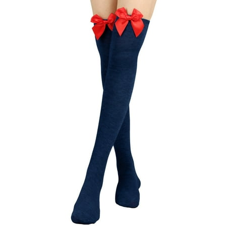 

ERTUTUYI Womens Long Socks Bowknot Pure Color Socks Thigh High Socks Over The Knee Socks Festival Christmas F