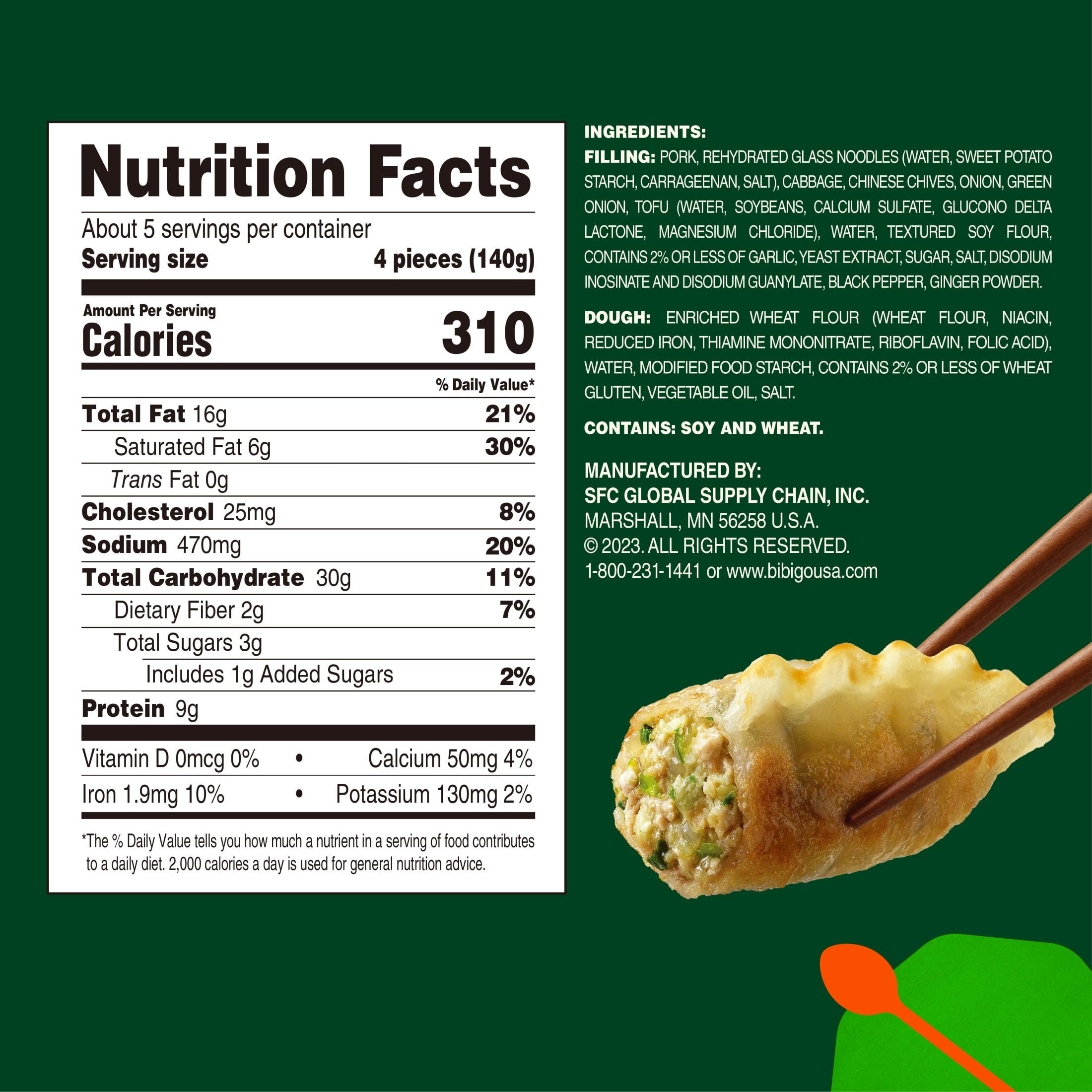 Bibigo Frozen Mandu Pork & Vegetable Dumplings, 24.0 oz