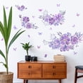 thumbnail image 6 of Purple Floral Wall Decals with Butterflies Removable Watercolor Flower Stickers for Bedroom Living Room Decor, 6 of 6