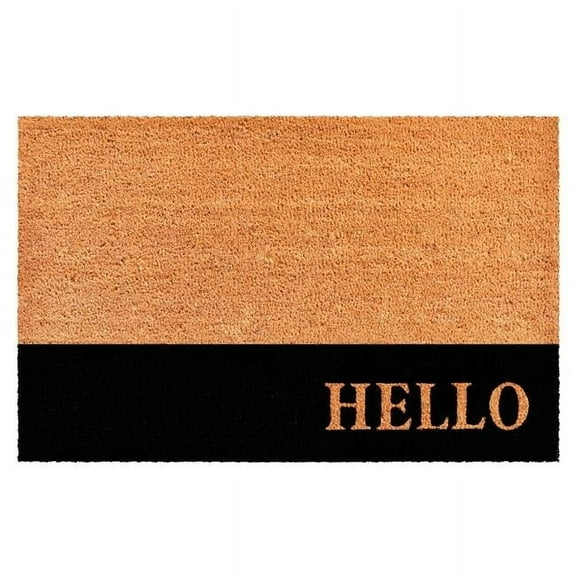 Calloway Mills 104862436 24 x 36 in. Hello Black Stripe Rectangular Doormat, Natural