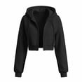 thumbnail image 4 of KHONTS Zip up Crop Hoodie for Women Cropped Casual Hooded Sweatshirts Workout Long Sleeve Drawstring Jacket Tops Black M, 4 of 4