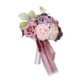 thumbnail image 3 of Tachiuwa Wedding Bridal Bouquet Decor Boho Rustic Tossing Bouquet Artificial Rose Flowers for Wedding Party Festival Valentine's Day , Pink, 3 of 9