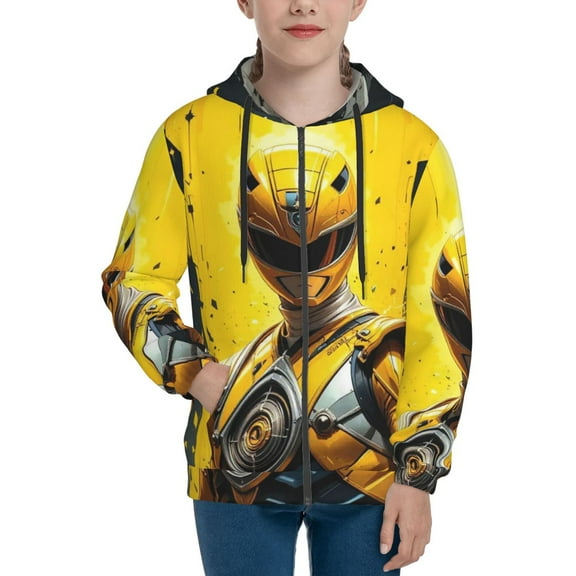 Power Rangers Youth Sweatshirt 3D Printed Hoodie Activewear Teenager Winter Full-Zip Drawstring Jacket Coats Active Pullover Hooded Blouse For Boys Girls Small