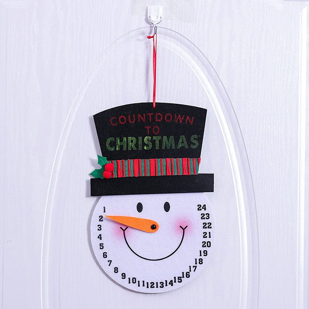 Hanging Snowman Advent Calendar Christmas Countdown Calendar Wall Door Decor 