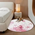 thumbnail image 2 of Pink Coastal Round Area Rug 7Ft Washable Circle Rugs for Dorm Laundry Room, Summer Ocean Coral Jellyfish Seahorse Starfish Non-Slip Carpet Floor Mats Indoor Outdoor Carpet Runner Aesthetic Home Decor, 2 of 8