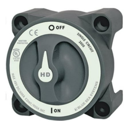 Grey Systems - BLUE SEA SYSTEMS Heavy Duty Battery Switch, MFG# 3000, Grey, 600A cont., 900A int., 32VDC. Positons: single-circuit on-off. / BS-3000 /