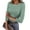 Green, variant on Fitted Shirts for Women Casual 3/4 Length Sleeve Tight Top Dressy Boat Neck Knit T-Shirt Striped Print Ribbed Pullover Blouses Light Blue S