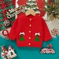 thumbnail image 2 of Infant Christmas Tree Cardigan Knit Sweater Long Sleeve Button Up Knitwear Kids Boy Fall Winter Clothes, 2 of 9