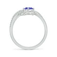 thumbnail image 2 of Angara Natural 0.45 Ct. Tanzanite with Diamond Side Stone Ring in Sterling Silver for Women (Ring Size: 12), 2 of 9