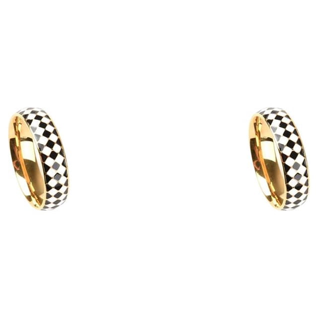 Anillo con diseño de tablero de ajedrez Minnieouse joyería elegante para mujer Dorado Talla 9 2piezas