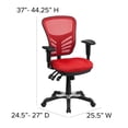 thumbnail image 4 of Emma + Oliver Mid-Back Red Mesh Multifunction Ergonomic Office Chair with Adjustable Arms, 4 of 10