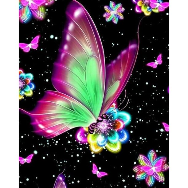 Pintura de diamante (DE5105) Mariposa 5D DIY Mosaico cuadrado Rhinestone Craft 50x70cm Hugtrwg Para estrenar