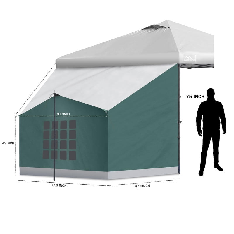 KAMPKEEPER Side Tent,Camping Tent for 10' x 10' Pop Up Canopy, Easy Set Up Gazebo,Compatible with 10' Wide Canopy Tents