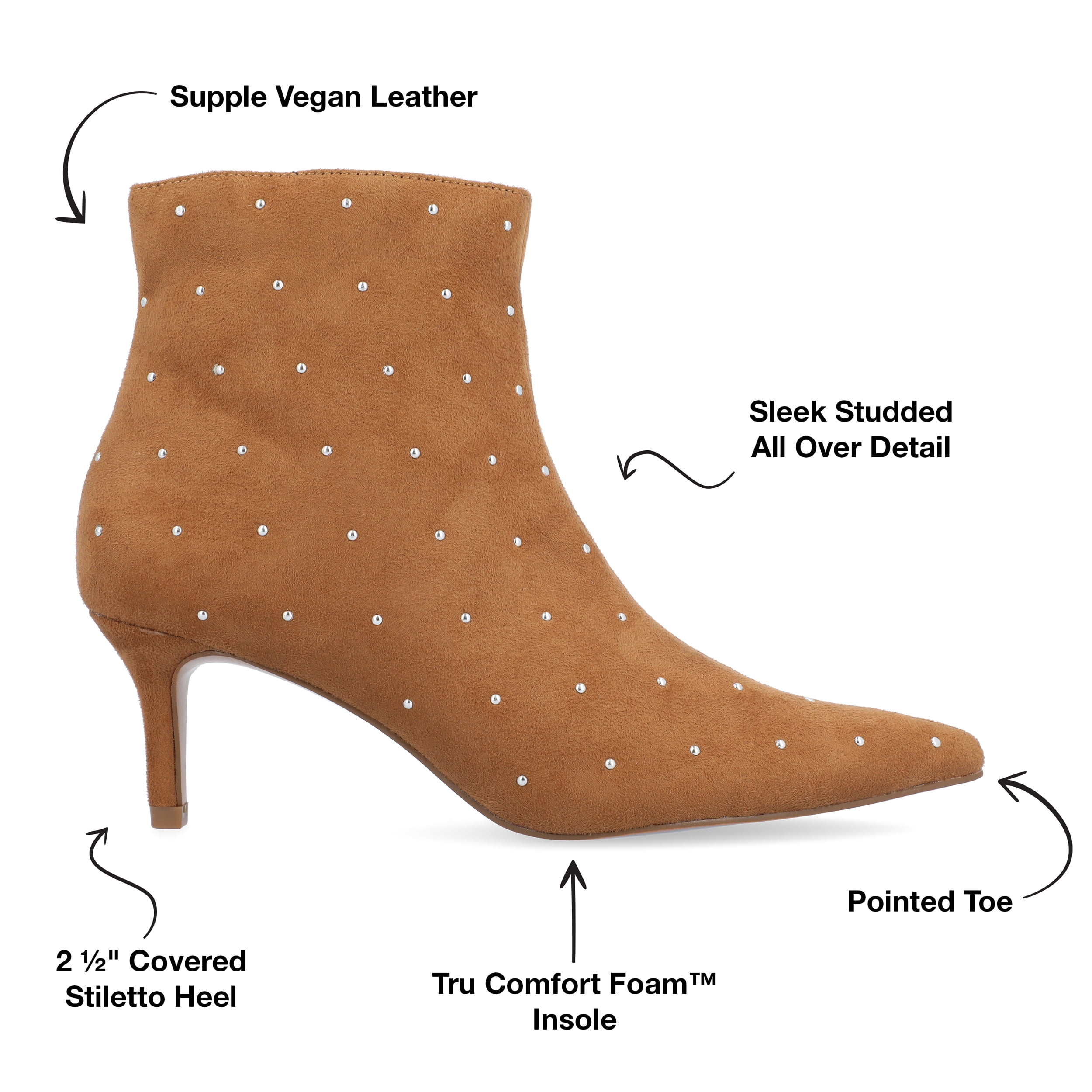Journee Womens Rossia Inside Zip Kitten Heel Booties