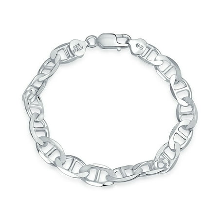Turquoise Silver Mens Bracelets - Mariner Anchor Link Bracelet For Men 200 Gauge Heavy High Polish 925 Sterling Silver Made In Italy