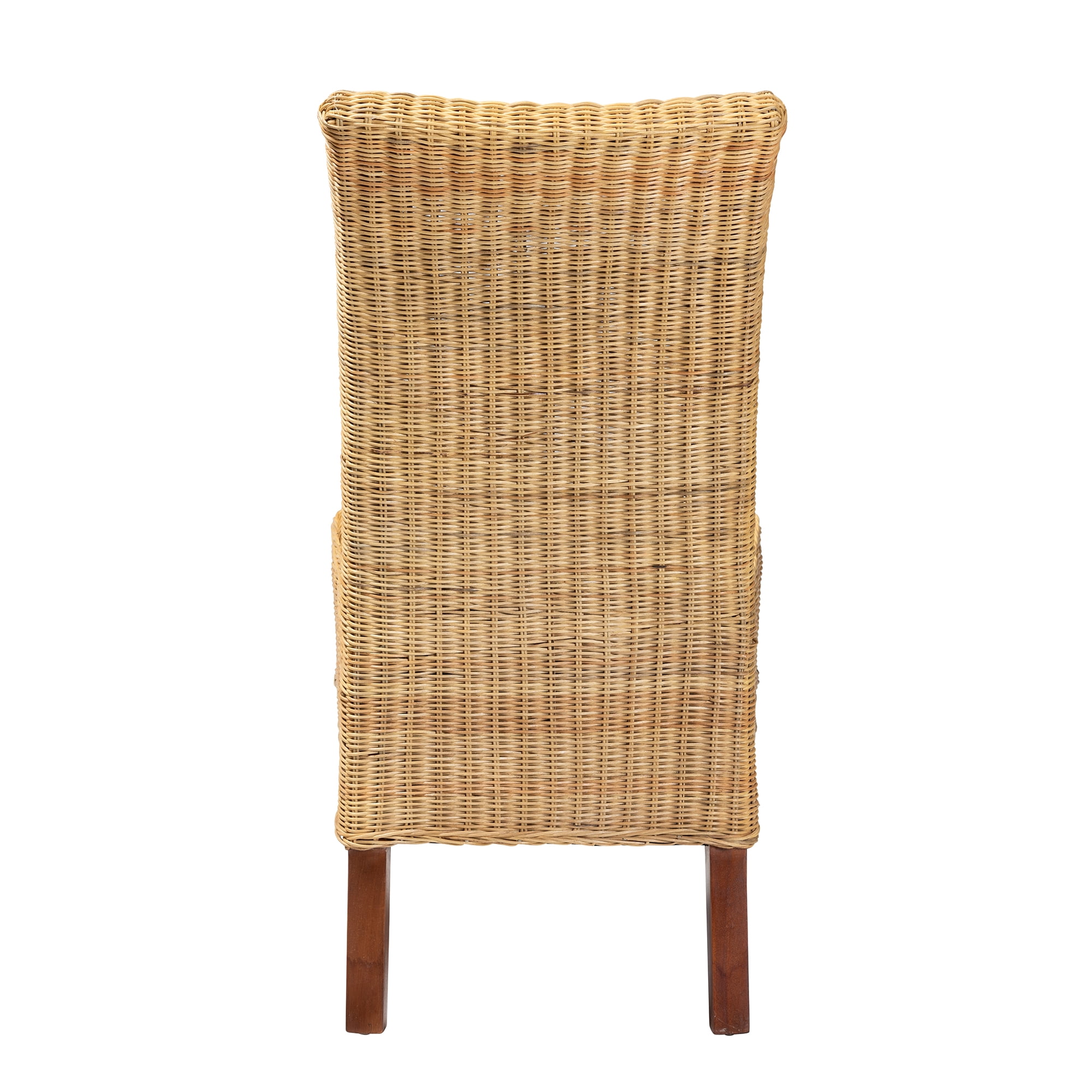 bali & pari Shamara Rattan and Mahogany wood BOHO Dining Chair, Natural Brown