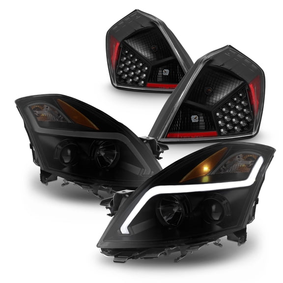 AKKON - [Black Housing] Fits 2007-2009 Nissan Altima Sedan LED Light Bar DRL Projector Headlights & Smoke Tail Lights