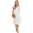 thumbnail image 3 of V Neck Puff Sleeve Dress White L, 3 of 10