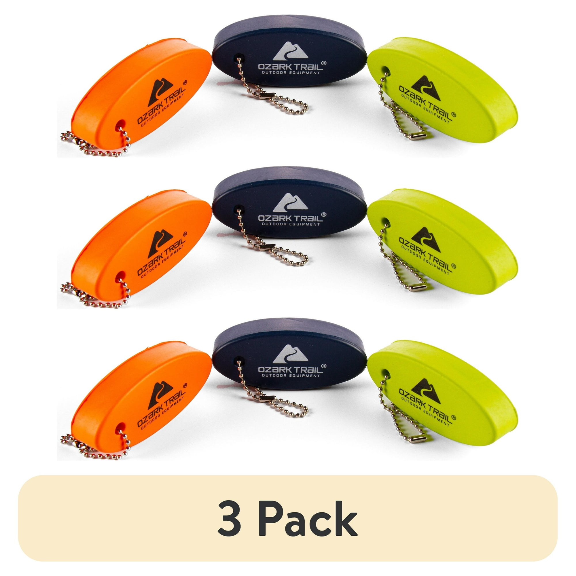 (3 pack) Ozark Trail Floating Foam Keychain, High-Visibility Assorted Colors, Key Ring and Chain