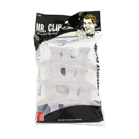 Small Crystal Butterfly Claw Clip - Mr. Clip 12 Pack 3 Inch Butterfly Clip 5125-WH - White