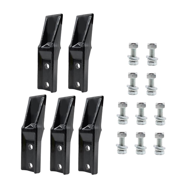 Rongfmy 5x Mini Excavator Bucket Teeth Accessory Professional Easy to Install Grass Rake Tilt Bucket Steel Hardware Ripper Attachment 10T