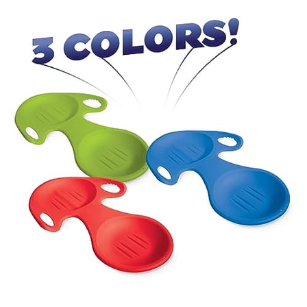 Sledsterz Spoon Snow Sled by Geospace for Winter Sledding Fun: 3-Pack; Assorted Colors (Green, Blue and Red)