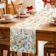 thumbnail image 5 of Floral Eucalyptus Leaves Table Runner - 60 Inch Long Daisy Summer Botanical Vintage Cotton and Linen Blended Dress Scarves Farmhouse Table Runner for Kitchen Dining, Coffee Table, 13" x 60", 5 of 8