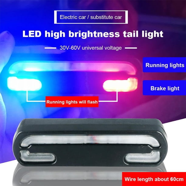36V-60V Bicicleta eléctrica Lámpara trasera Impermeable LED Seguridad E-bike Luces traseras