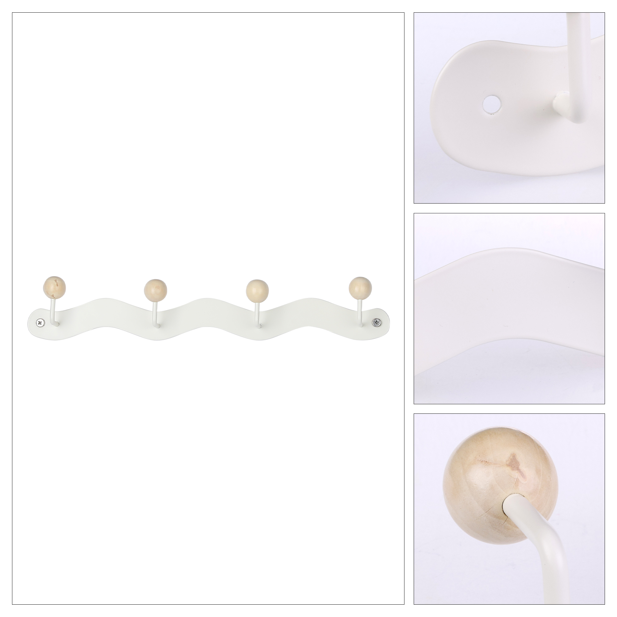 Unique Bargains Coat Rack Wall Mount Coat Hook for Hanging with 4 Hooks for Bedroom White