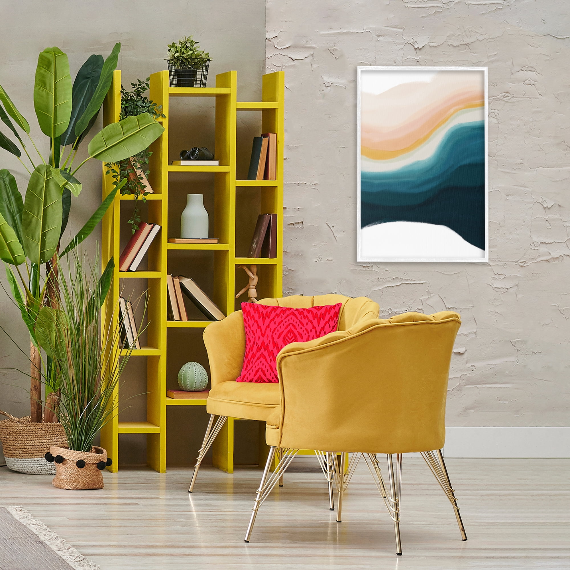 Stupell Industries Peach Swirl Fluid Pattern Abstract Painting White Framed Art Print Wall Art, 20 x 30