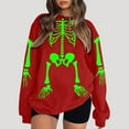 thumbnail image 2 of zaveiop Halloween Gothic Skeleton Sweatshirts for Women Punk Skull Oversized Graphic Sweater Y2k Long Sleeve Apparel Pullover (Light Green, XXL), 2 of 4