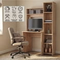 thumbnail image 5 of TUHOME Versalles Writing Desk with Two Shelves and Bookshelf for Small Spaces, Minimalist Design, 5 of 7