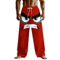 thumbnail image 2 of Pants for Men Y2K Angry Face Graphic Print Wide Leg Grunge Pants Adjustable Drawstring Running Pants Soft Breathable Funny Athletic Wear, 2 of 3