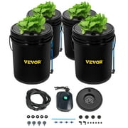 VEVOR DWC Hydroponic Grow Kit, 5-Gallon, 4-Bucket System with Pump, Air Stone & Water Level Indicator for Indoor/Outdoor Leafy Vegetables