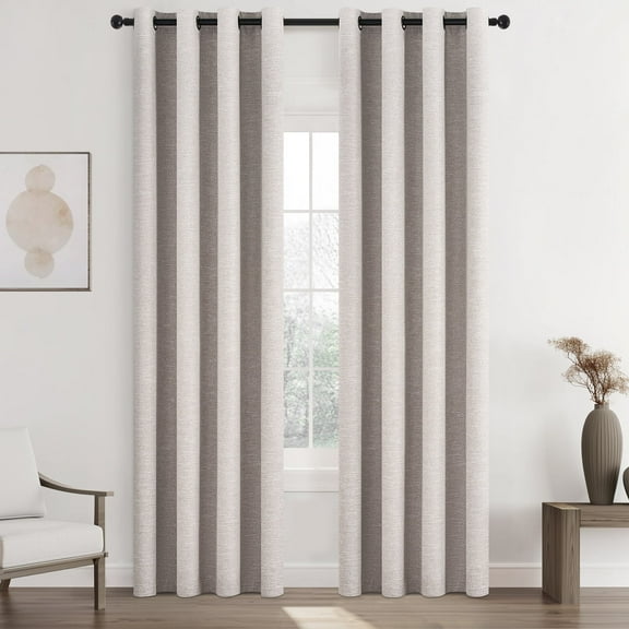 Top Finel Grommet Top Blackout Curtains, Linen, 52" x 84", 2 Panels