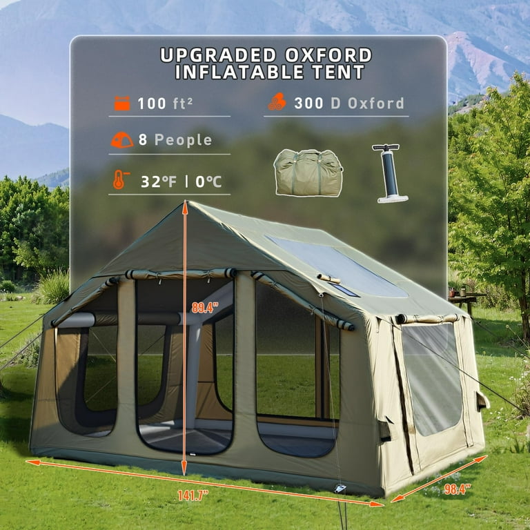 Erommy 12'x8' Inflatable Tents for Camping, Oxford Blow Up Tent