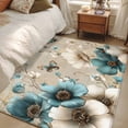 thumbnail image 4 of Teal Tulip Butterfly Area Rugs 4'x6', Washable Small Throw Rugs for Office Bathroom, Beige Turquoise Floral Vintage Rustic Indoor Outdoor Rug Non-Slip Low Pile Carpet Runner Reversible Floor Mats, 4 of 8