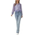 thumbnail image 2 of INSPIRE CHIC Women's Long Sleeves Zip Up See Through Lightweight Bomber Jacket M Dusty Purple, 2 of 6