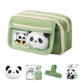 thumbnail image 1 of Injueey Estuche con cremallera para bolígrafos y llavero de panda, estuche para lápices con soporte para bloc de notas, papelería para cartulina, 1 of 6