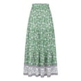 thumbnail image 2 of Sexy Dance Women Maxi Skirt Boho Long Skirts High Waist Bohemian Holiday Green L, 2 of 6
