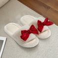 thumbnail image 4 of AURIGATE Women's Fuzzy Slippers with Bow and Memory Foam, Ladies Cute Slip-on House Slippers for Indoor Use Christmas Gift, 4 of 5