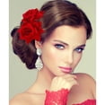 thumbnail image 2 of Paquete de 2 pinzas para el pelo con flor de rosa para mujer, accesorios para el cabello con flor de rosa, pinza para el pelo para boda, bailarina flamenca (rojo), 2 of 5
