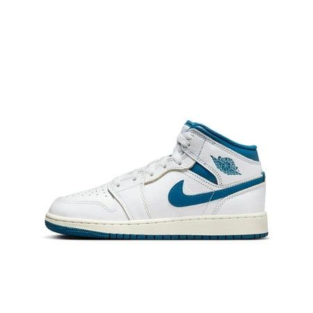 Big Kid's Jordan 1 Mid SE White/Industrial Blue-Sail (FN7432 141) - 4.5
