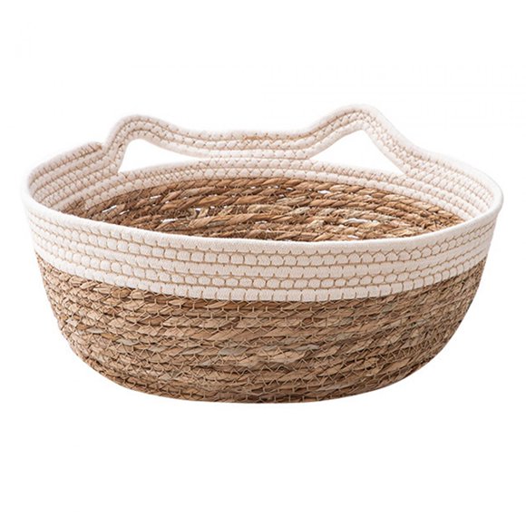 Cesta para Cama de gato tejida a mano jinwen Cama tejida para gatos Blanco S