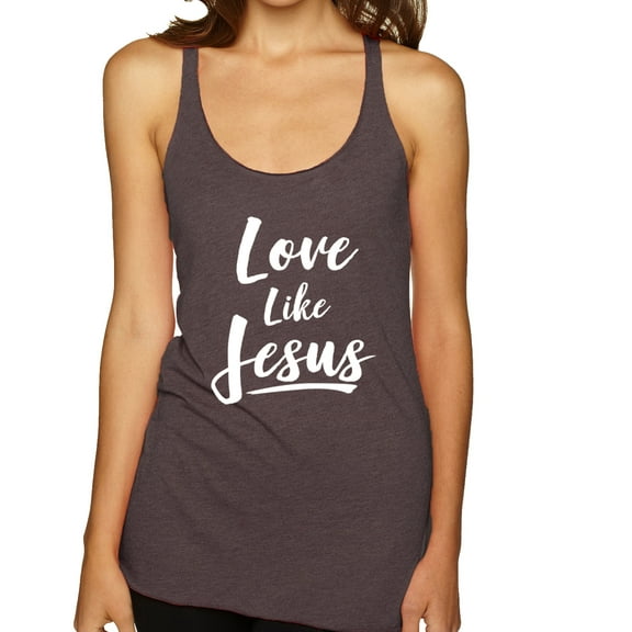 Wild Bobby Love Like Jesus Inspirational/Christian Women Tri-Blend Racerback Tank Top, Brown, Small