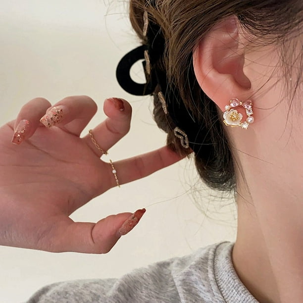 Pendientes de perlas con clip para las orejas para mujer, sin agujeros, con temperamento para personas mayores, pendientes tipo botón